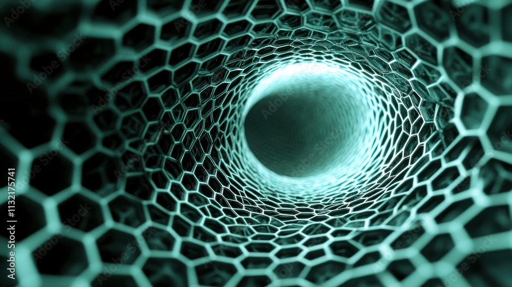 Poster Abstract Hexagonal Tunnel Structure Digital Art
