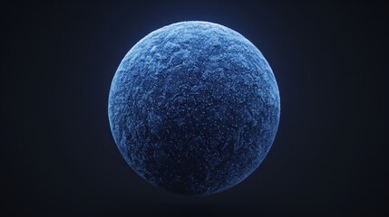 Fototapeta premium Abstract Blue Sphere with Textured Surface and Glowing Details Against a Dark Background