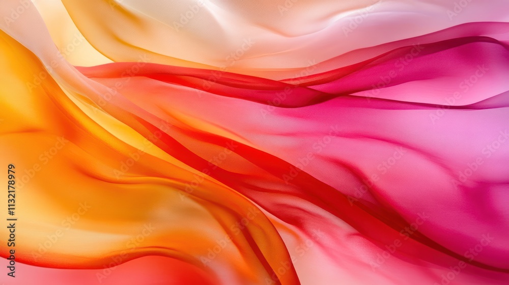 Poster abstract colorful fabric draped in soft waves