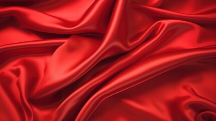 Obraz premium Elegant Red Satin Fabric with Smooth Texture and Soft Drapery for Background and Design Use in Various Projects
