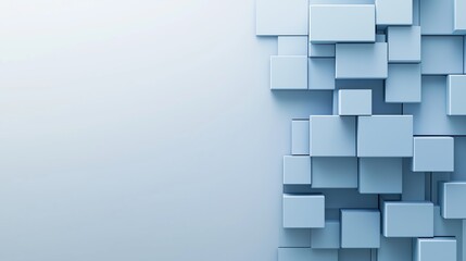 Modern composition with blue squares on a light background