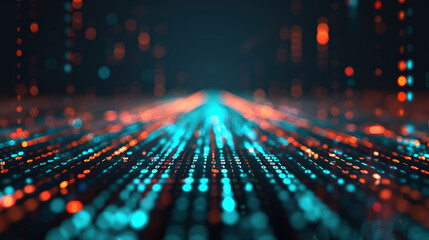 Fototapeta premium Abstract technology background with glowing dots and lines, digital network connection and futuristic data visualization