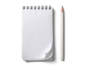 方眼のあるメモ帳と白い鉛筆