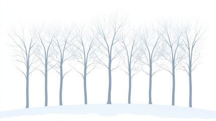 Fototapeta premium Silhouette of Bare Trees with Snow Covered Branches Snow Covered Forests and Trees, Winter season, Happy New Year, Happy Christmas 