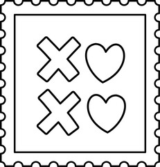 Obraz premium Isolated Valentine's Day stamp outline vector. Cute Valentine stamp coloring drawing. Transparent background.