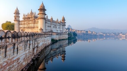 Fototapeta premium Majestic Chittorgarh Fort Palace Reflection Rajasthan India