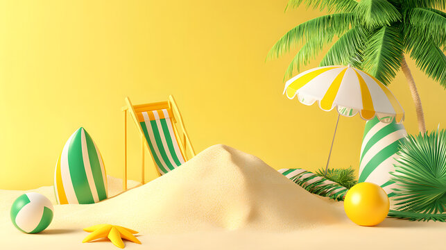 Summer Flash Sale Beach-Themed Banner Design. - Powered by Adobe