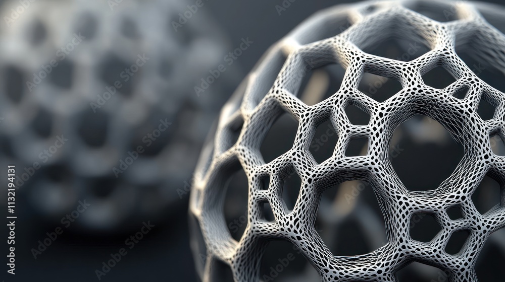 Poster Abstract Gray Lattice Sphere Structures Close Up