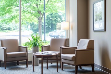 Friendly waiting room with comfy seating and natural daylight