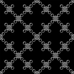 Earth Globe with Circles vector seamless pattern in outline style