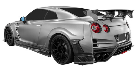 Back view gray sport car