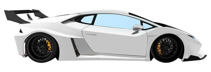 Side view white sport car