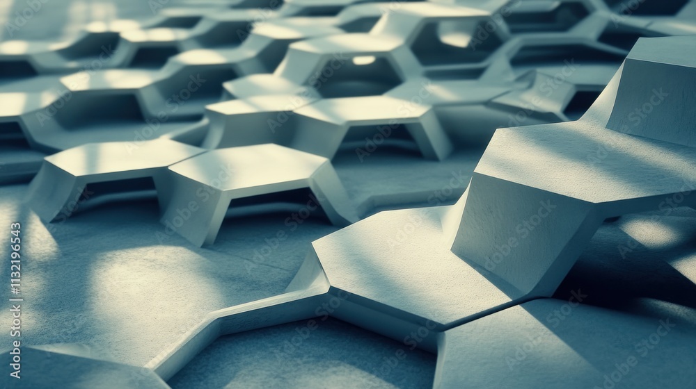 Poster Abstract Hexagonal Structure Illuminated By Sunlight