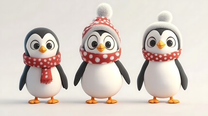 Fototapeta premium Cute Penguin 3d cartoon animation illustration isolated on white
