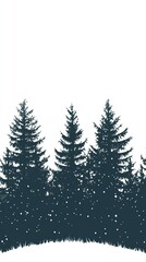 Fototapeta premium Silhouette of Snow Covered Pine Trees in a Forest Snow Covered Forests and Trees, Winter season, Happy New Year, Happy Christmas 