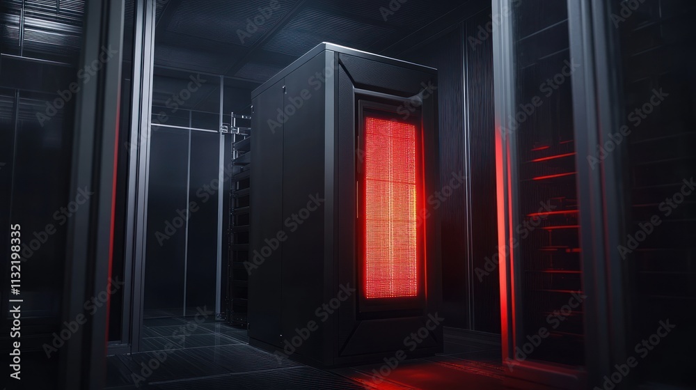 Poster Illuminated Server Rack In Modern Data Center