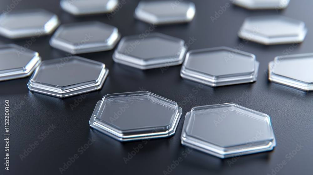 Aufkleber Glass Hexagons Arranged In A Pattern On Dark Surface