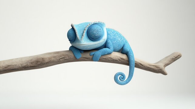 Chameleon 3d cartoon illustration isolated on white background
