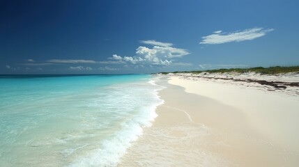 Fototapeta premium Serene Tropical Beach Scene With Azure Waters