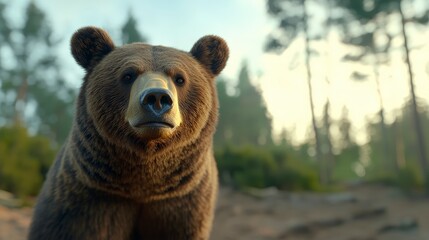Obraz premium Majestic Brown Bear in Forest Wildlife Photography Nature Scene