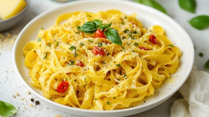 Delicious Tagliatelle Pasta with Basil and Cheese