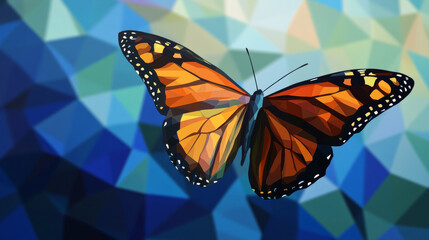 Digital transformation concept. Illustration of butterfly evolution symbolizing digital transformation concept. blue low poly style vector background design.