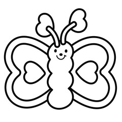 Butterfly outline for animal, tattoo, kid colouring book, art, painting, spring and summer, zoo, souvenir, cartoon character, comic, mascot, patch, brooch, picnic, park, yard, insect, blossom, fabric	
