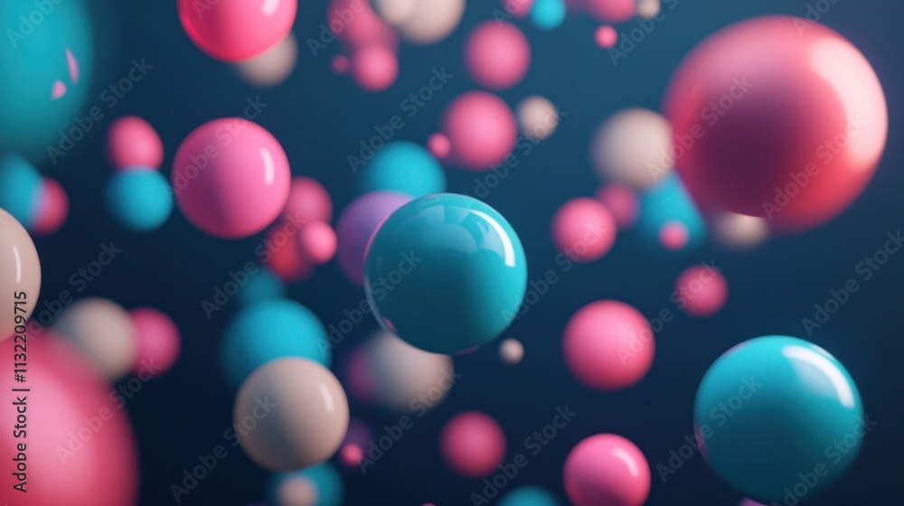 Poster abstract colorful spheres floating in space