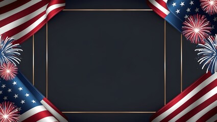 Obraz premium american flag with fireworks bursting in the night sky, symbolizing patriotism, celebration, and independence day
