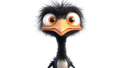 Fototapeta premium Cute ostrich 3d art animation illustration style isolated on white background