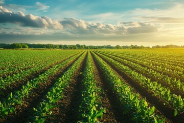 Pollution impact on agriculture a field of crops near highway nature photography rural environment wide-angle viewpoint environmental concerns in crop production