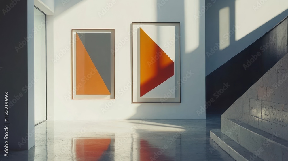Poster Abstract geometric art displayed in modern gallery setting