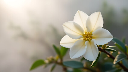 Obraz premium jasmine flower blooming in the morning, created by Generative AI