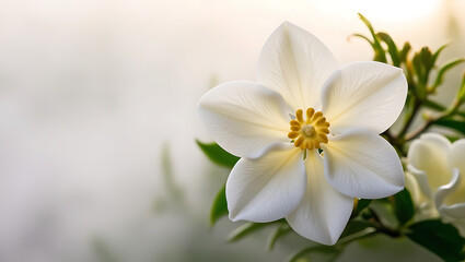 Fototapeta premium jasmine flower blooming in the morning, created by Generative AI