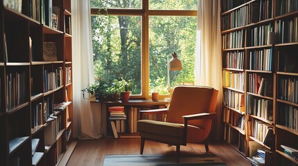 Fototapeta premium library room with books