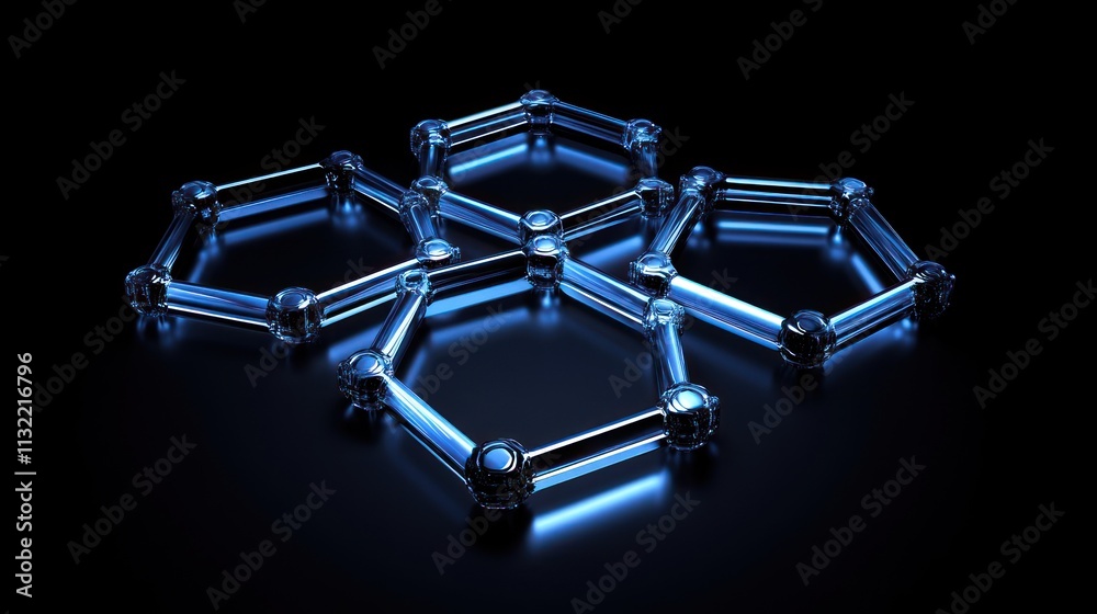 Poster blue glass hexagon network structure design