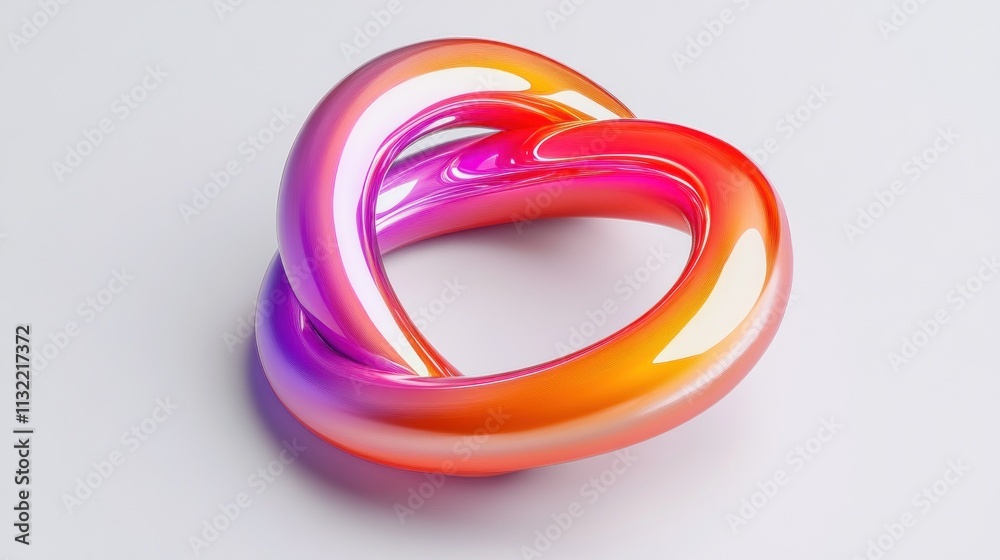 Poster abstract intertwined heart shaped glossy design
