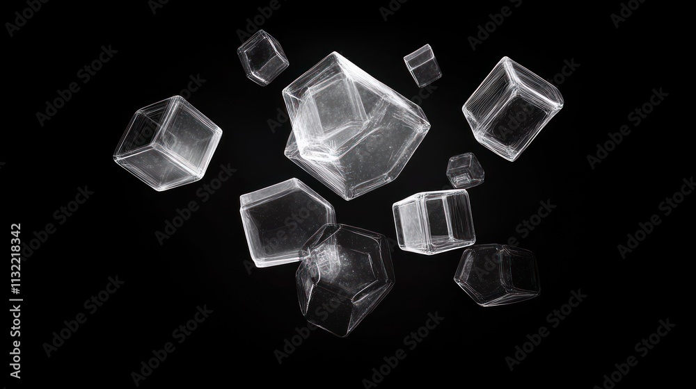 Poster Crystalline Structures Floating in Dark Space