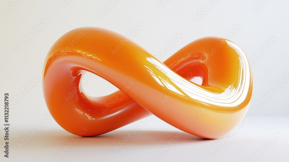 Poster abstract orange infinity loop sculpture design