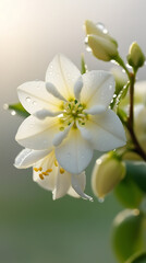 Obraz premium jasmine flower blooming in the morning, created by Generative AI