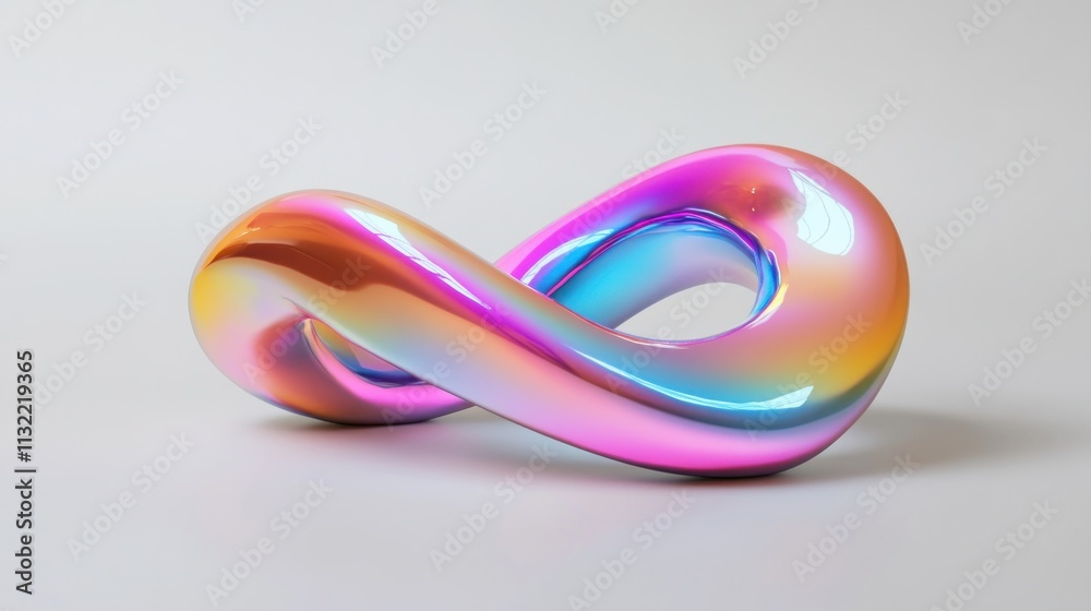Poster iridescent infinity loop abstract sculpture design