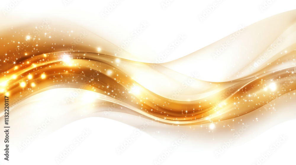 Poster golden waves abstract sparkling background design