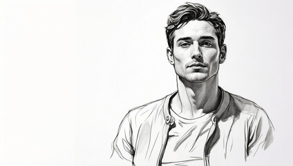 Fototapeta premium Sketch of a Man on White Background