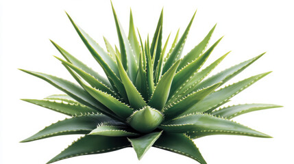 Fototapeta premium Vibrant Green Aloe Vera Plant Displaying Unique Leaf Structure, Perfect for Aesthetics, Gardening, Health, and Natural Wellness Themes in Various Settings