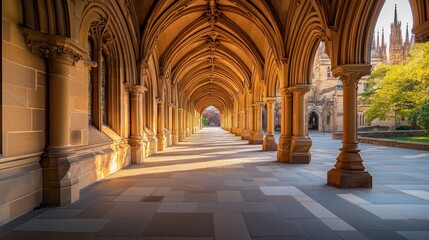 Obraz premium Architectural Masterpiece with Rare Gothic Detailing,This shot captures towering arches and intricate carvings, showcasing the grandeur of a rare Gothic structure. 