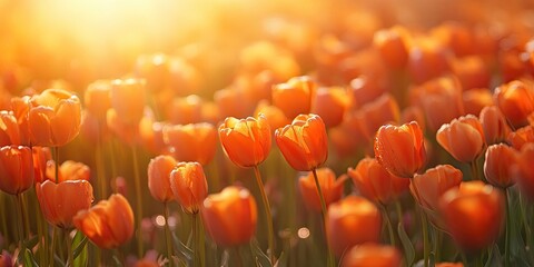 Obraz premium Vibrant field showcasing an array of orange color flowers, creating a stunning visual of orange color flowers blooming beautifully in nature s serene landscape.