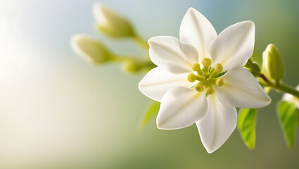jasmine flower blooming in the morning, created by Generative AI