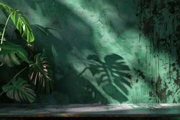 Fototapeta premium monstera leaves summer minimal background