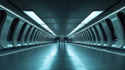 Naklejka premium Futuristic Subway Tunnel Modern Architecture Design