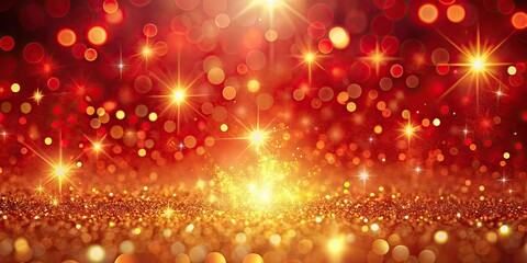 Obraz premium Vibrant red and gold sparkling light background material , red, gold, sparkles, shimmer, bright, luxurious, festive, glamorous